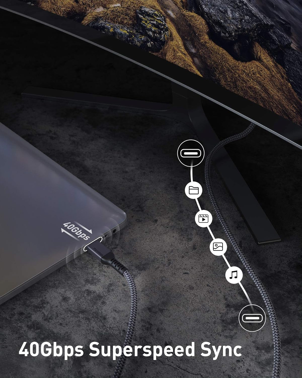[4Ft] Thunderbolt 4 Cable, 240W Thunderbolt Cable 40Gbps Sync 8K/5K@60Hz Display and for Thunderbolt 4, Thunderbolt 3, USB4, and USB-C Devices