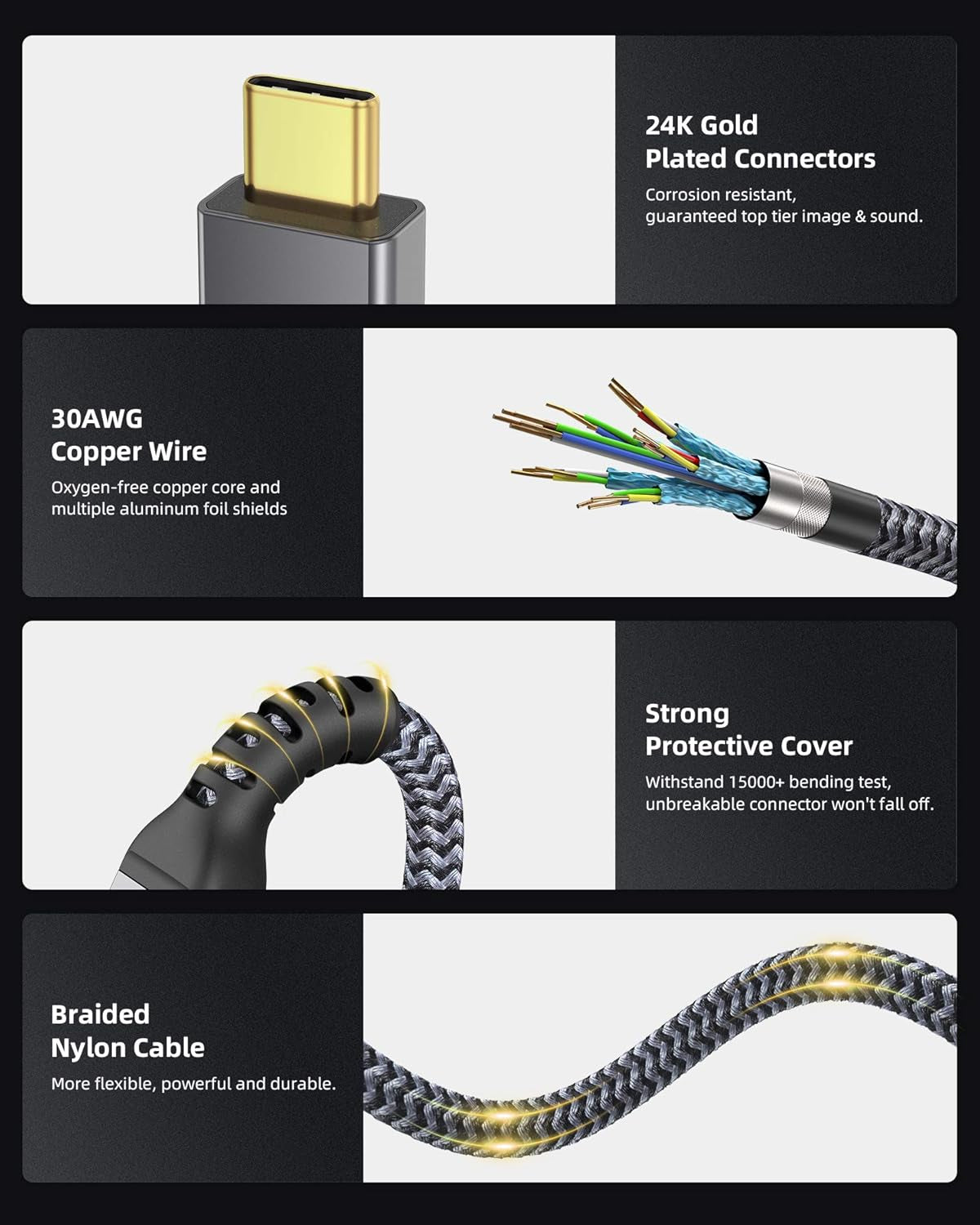 [4Ft] Thunderbolt 4 Cable, 240W Thunderbolt Cable 40Gbps Sync 8K/5K@60Hz Display and for Thunderbolt 4, Thunderbolt 3, USB4, and USB-C Devices