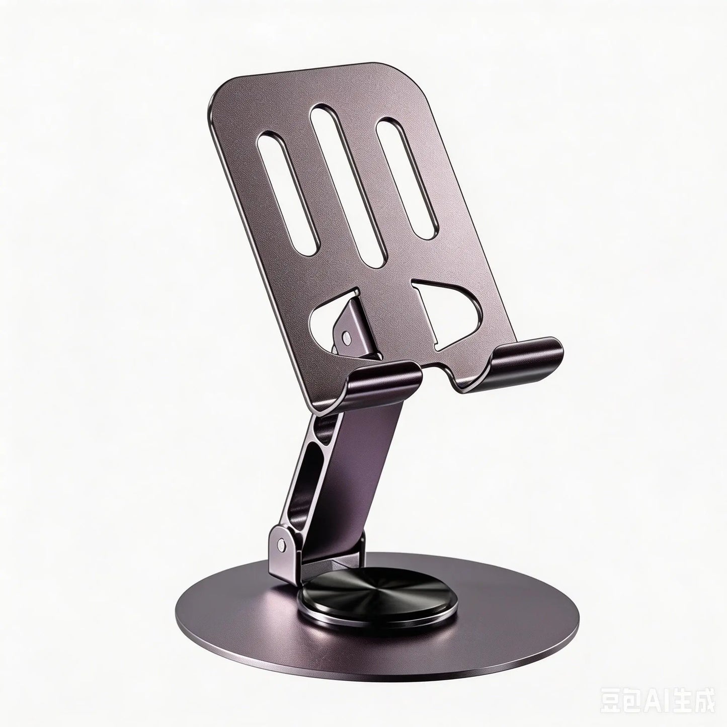 360-Degree Rotating Folding Cellphone Stand - Adjustable and Space-Saving Desk Accessory with Protective Rubber Padding for iPhone, iPad, and Thick-Case Devices
