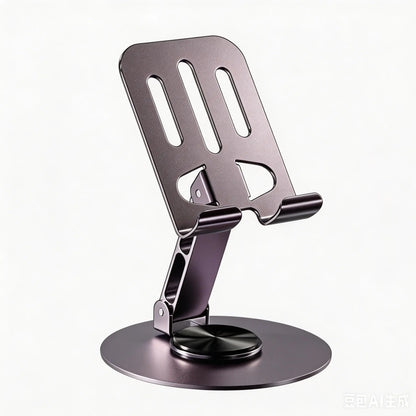 360-Degree Rotating Folding Cellphone Stand - Adjustable and Space-Saving Desk Accessory with Protective Rubber Padding for iPhone, iPad, and Thick-Case Devices