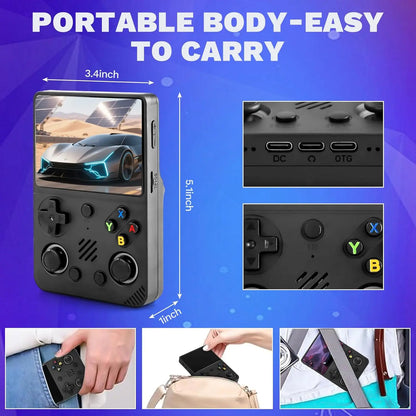 RG36 Pro Open Source Retro Handheld Gaming Console - 3.5-Inch IPS Display, Preloaded with Classic Games, 64GB TF Card, Portable Travel Gaming Device, Ideal Gift for Teens and Partners - Black