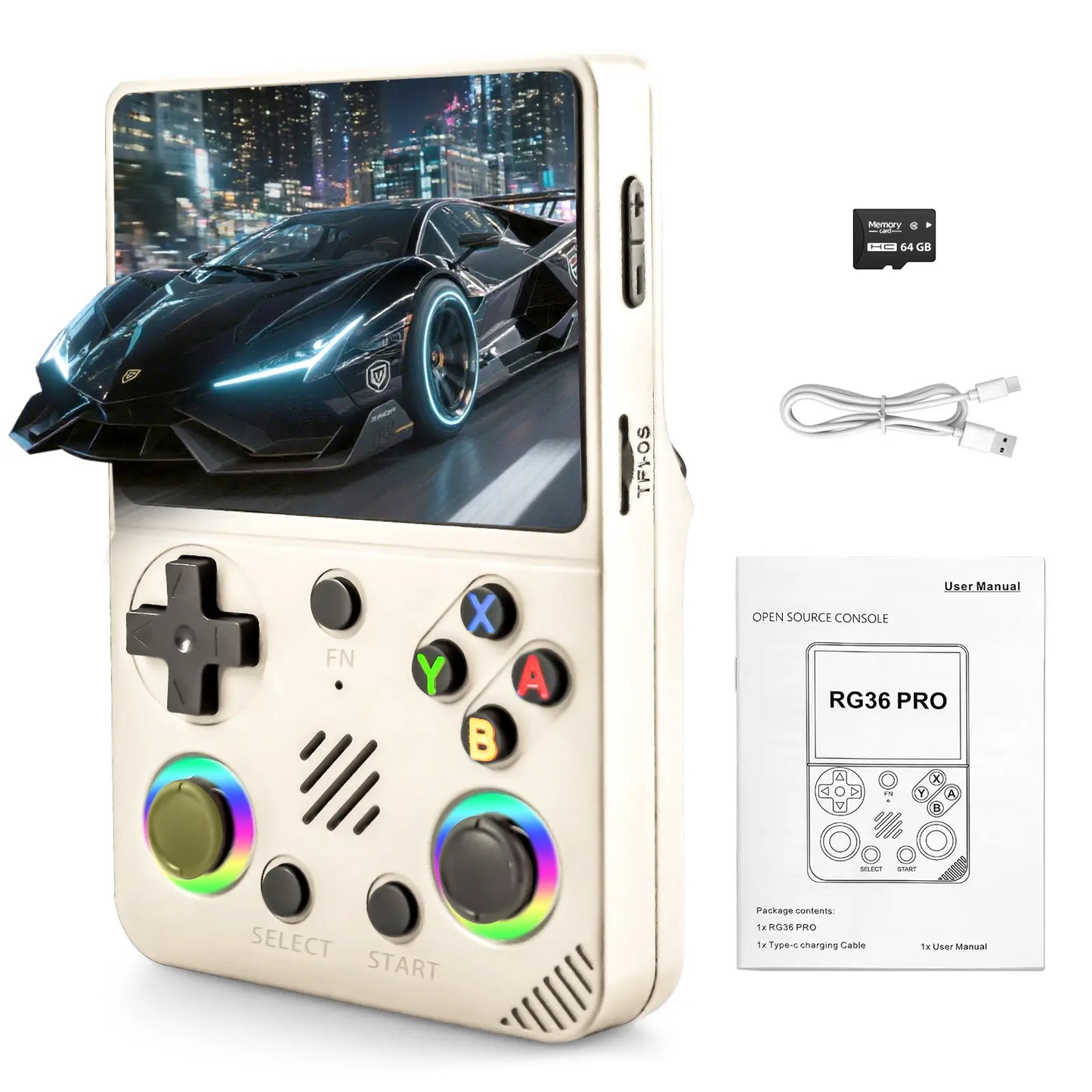 RG36 Pro Open Source Retro Handheld Gaming Console - 3.5-Inch IPS Display, Preloaded with Classic Games, 64GB TF Card, Portable Travel Gaming Device, Ideal Gift for Teens and Partners - Black