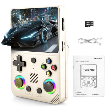 RG36 Pro Open Source Retro Handheld Gaming Console - 3.5-Inch IPS Display, Preloaded with Classic Games, 64GB TF Card, Portable Travel Gaming Device, Ideal Gift for Teens and Partners - Black
