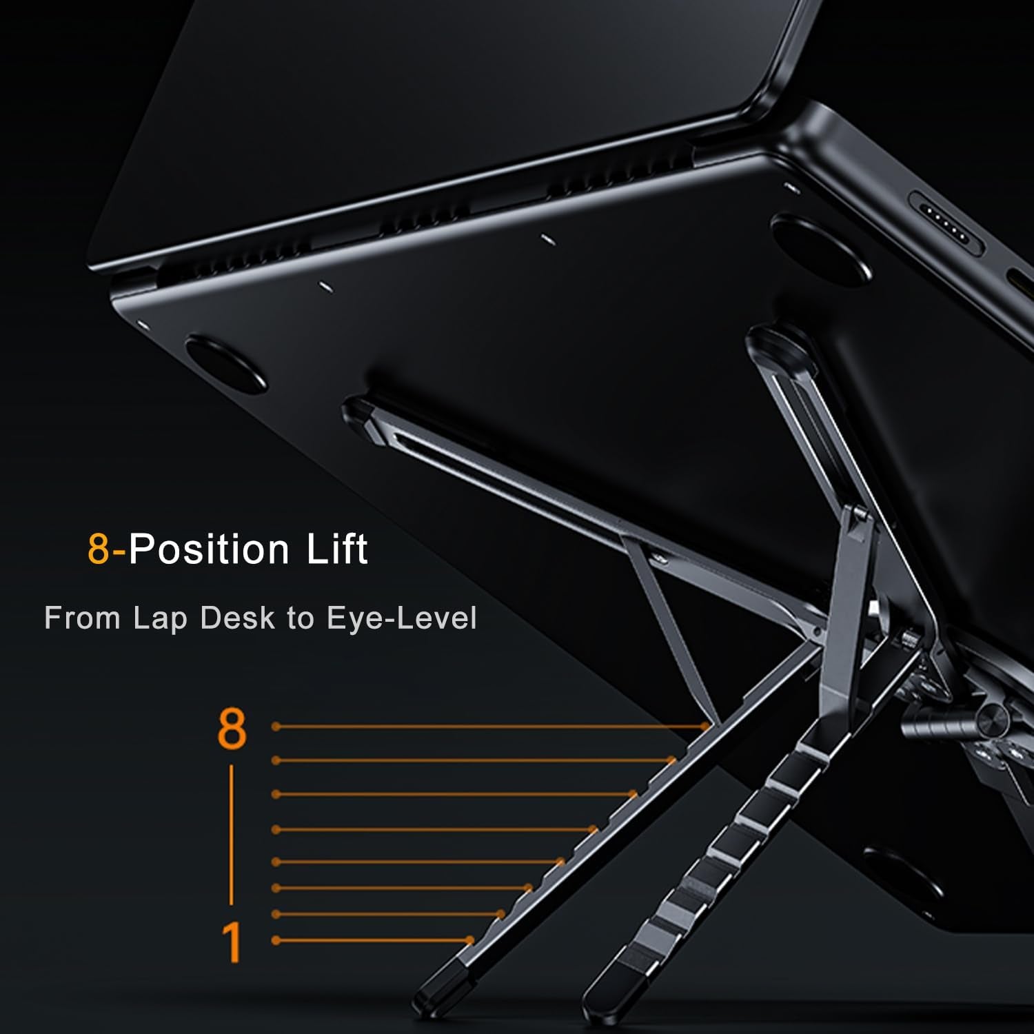 Metal Laptop Stand, 3-In-1 Magnetic Foldable Tablet Phone Holder | Pocket-Sized & Portable, Adjustable Laptop Riser for Desk, N55 Powerful Magnets, Ergonomic View Mount for Home Office, Travel