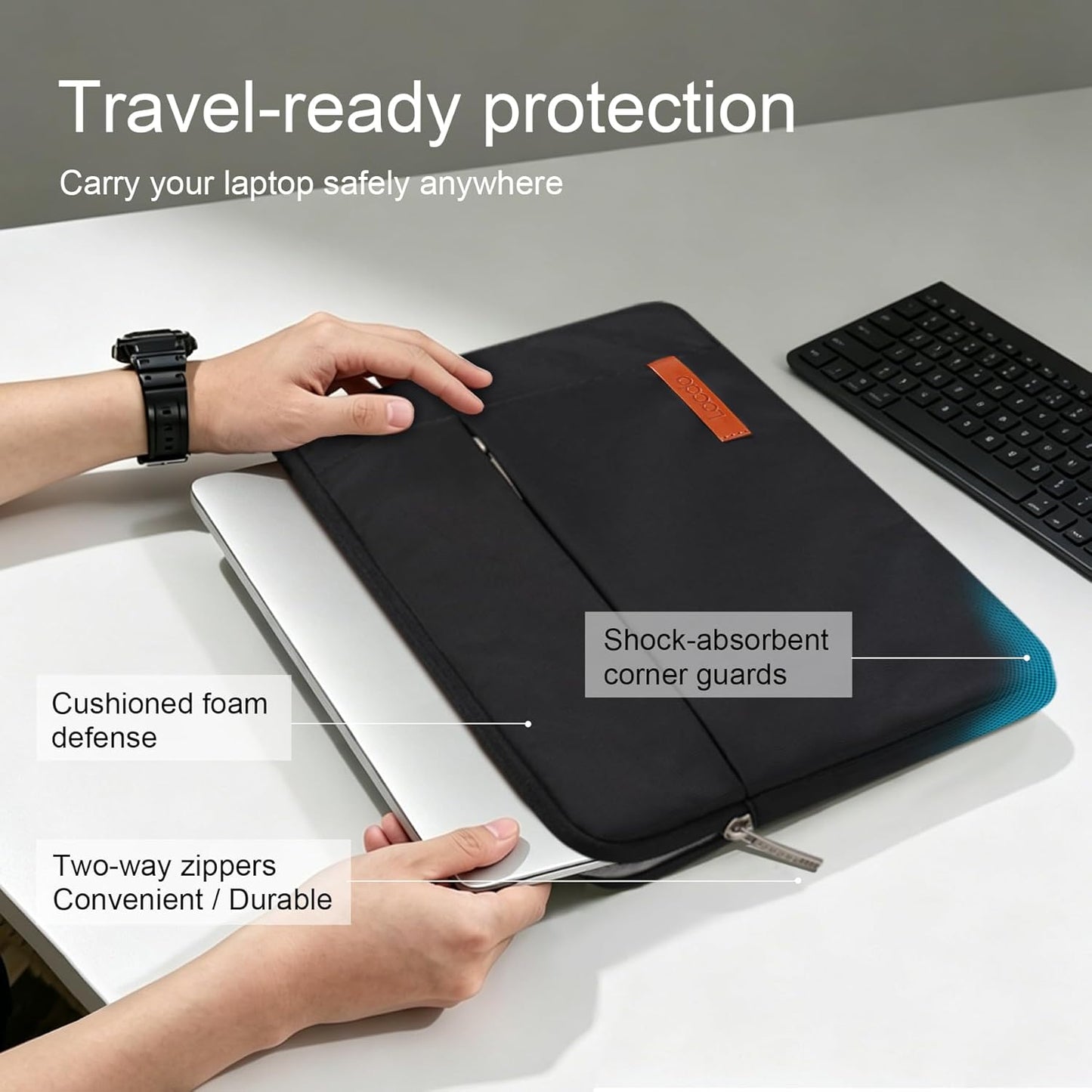 15-15.6 Inch Laptop Sleeve Case for Acer HP Lenovo Dell ASUS Laptop, Acer Aspire 15, HP Pavilion/Envy 15, Dell Inspiron/Latitude 15, Lenovo Ideapad 15, ASUS Zenbook 15 Computer Bag, Black