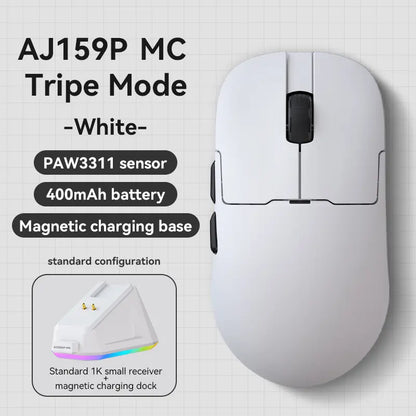 Ajazz AJ159 APEX Wireless Gaming Mouse, PC Accessory, 56G Ultra-Lightweight Ambidextrous Design, PAW3950 Sensor, Tri-Mode Connectivity, 32000 DPI, with TFT Color Screen Charging Dock