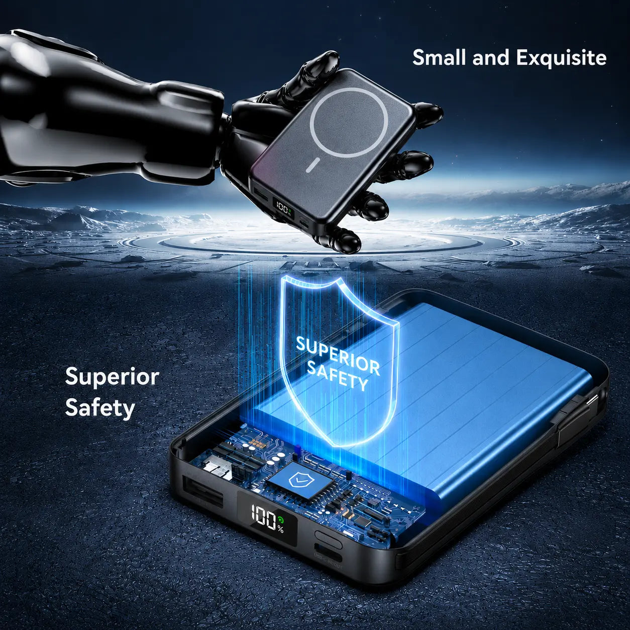 Magnetic Portable Charger, 10000Mah Power Bank with Built-In Cable, 5-Output Portable Charger, 20W Fast Charging, LED Display Portable Phone Charger Compatible with Magsafe Iphone 17/16/15/14/13/12 Series，W17 Tiktokshopbacktoschool