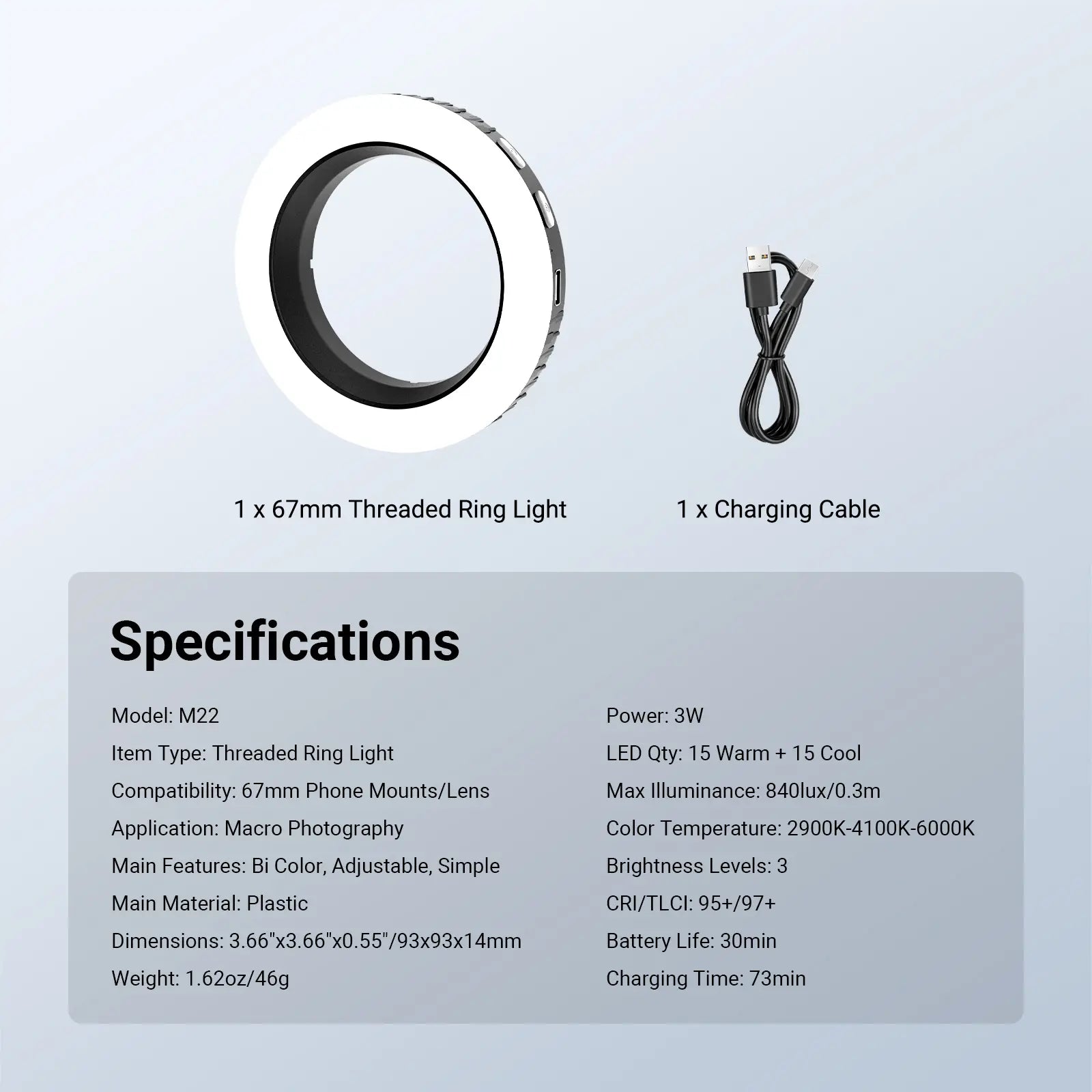 NEEWER M22 67Mm Threaded Ring Light for Phone Mounts, Clip-On LED Selfie Ring Light for Iphone & Smartphones, Portable Fill Light for Selfies, Vlogging, Makeup, Video Calls Tiktokshopbacktoschool