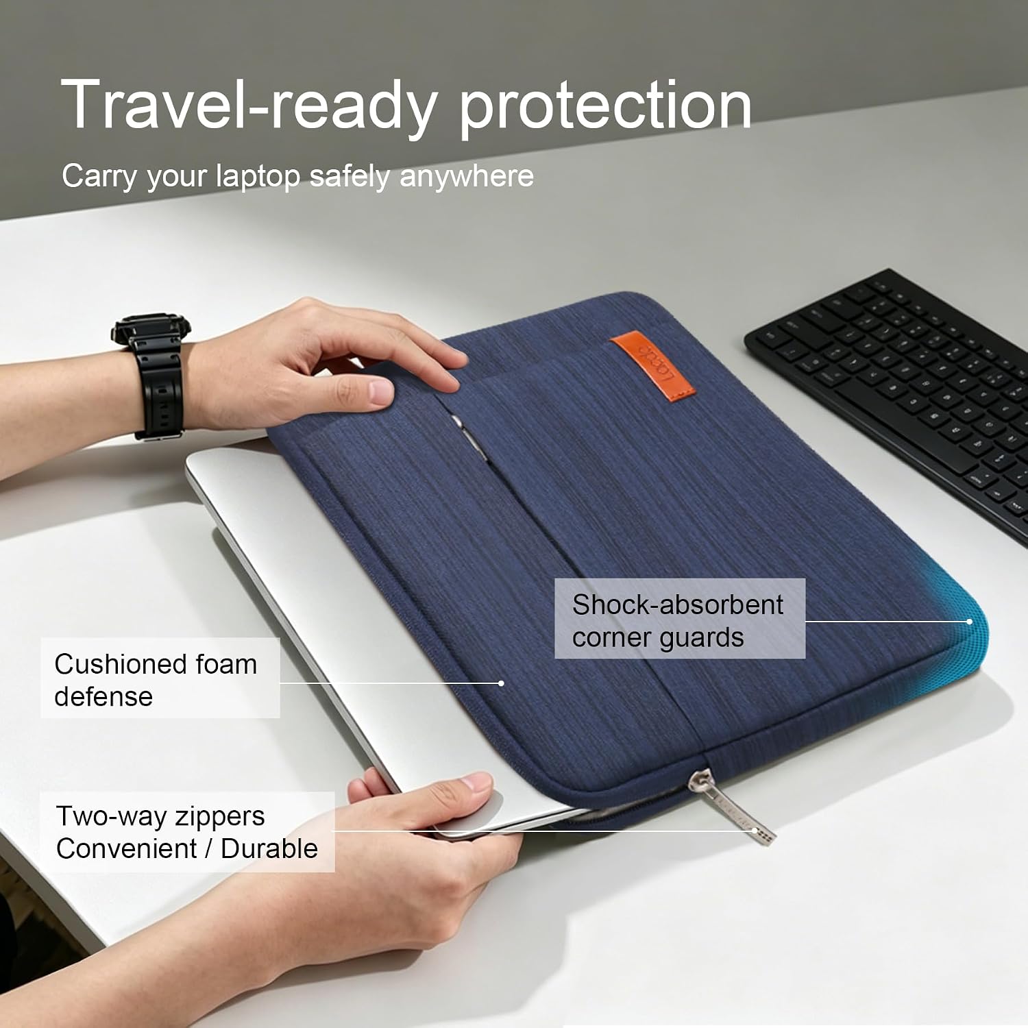 15-15.6 Inch Laptop Sleeve Case for Acer HP Lenovo Dell ASUS Laptop, Acer Aspire 15, HP Pavilion/Envy 15, Dell Inspiron/Latitude 15, Lenovo Ideapad 15, ASUS Zenbook 15 Computer Bag, Blue