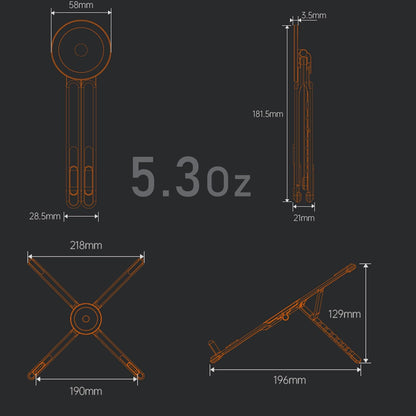 Metal Laptop Stand, 3-In-1 Magnetic Foldable Tablet Phone Holder | Pocket-Sized & Portable, Adjustable Laptop Riser for Desk, N55 Powerful Magnets, Ergonomic View Mount for Home Office, Travel