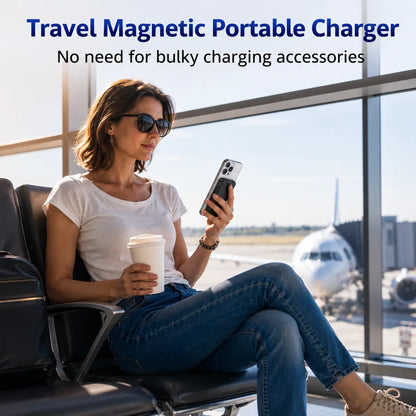 Magnetic Portable Charger, 10000Mah Power Bank with Built-In Cable, 5-Output Portable Charger, 20W Fast Charging, LED Display Portable Phone Charger Compatible with Magsafe Iphone 17/16/15/14/13/12 Series，W17 Tiktokshopbacktoschool