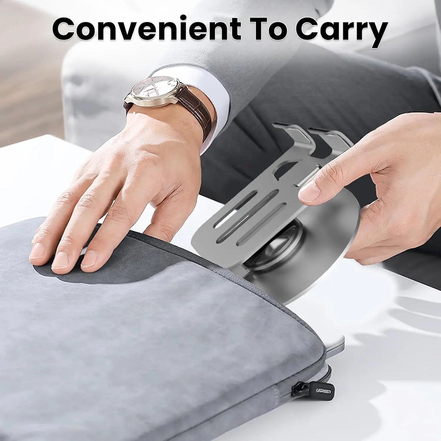 360-Degree Rotating Folding Cellphone Stand - Adjustable and Space-Saving Desk Accessory with Protective Rubber Padding for iPhone, iPad, and Thick-Case Devices