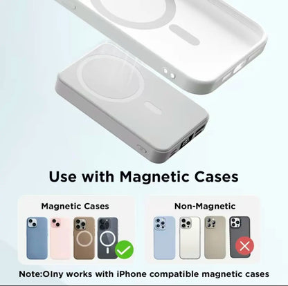 10,000mAh Magnetic Portable Wireless Power Bank for iPhone 12 - 17 Series, Compatible with Cases