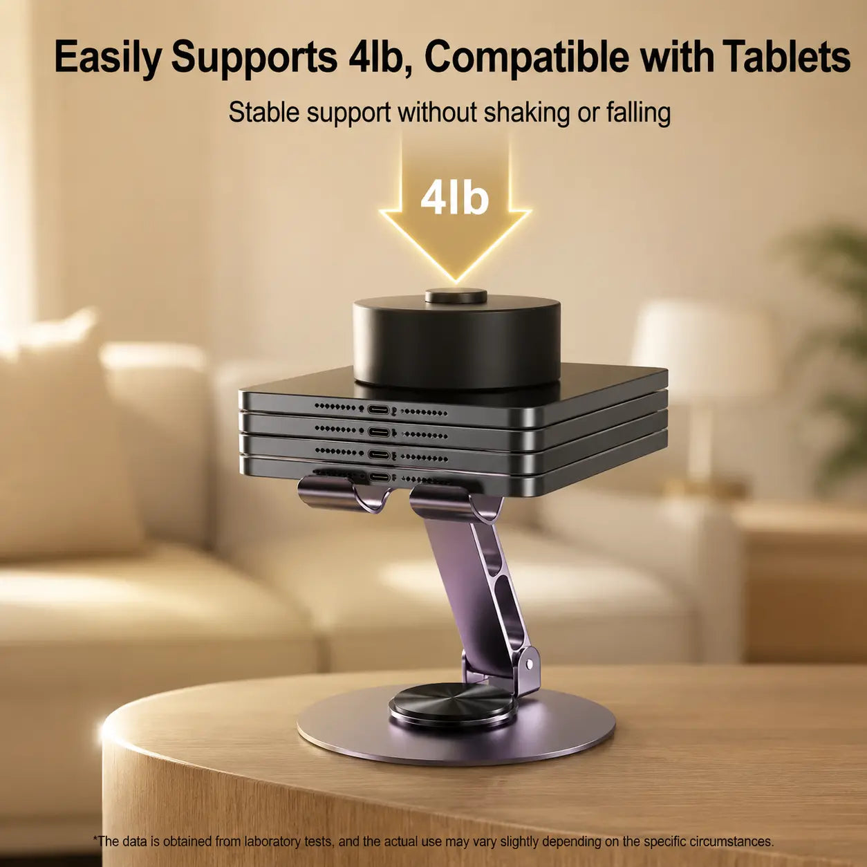 360-Degree Rotating Folding Cellphone Stand - Adjustable and Space-Saving Desk Accessory with Protective Rubber Padding for iPhone, iPad, and Thick-Case Devices