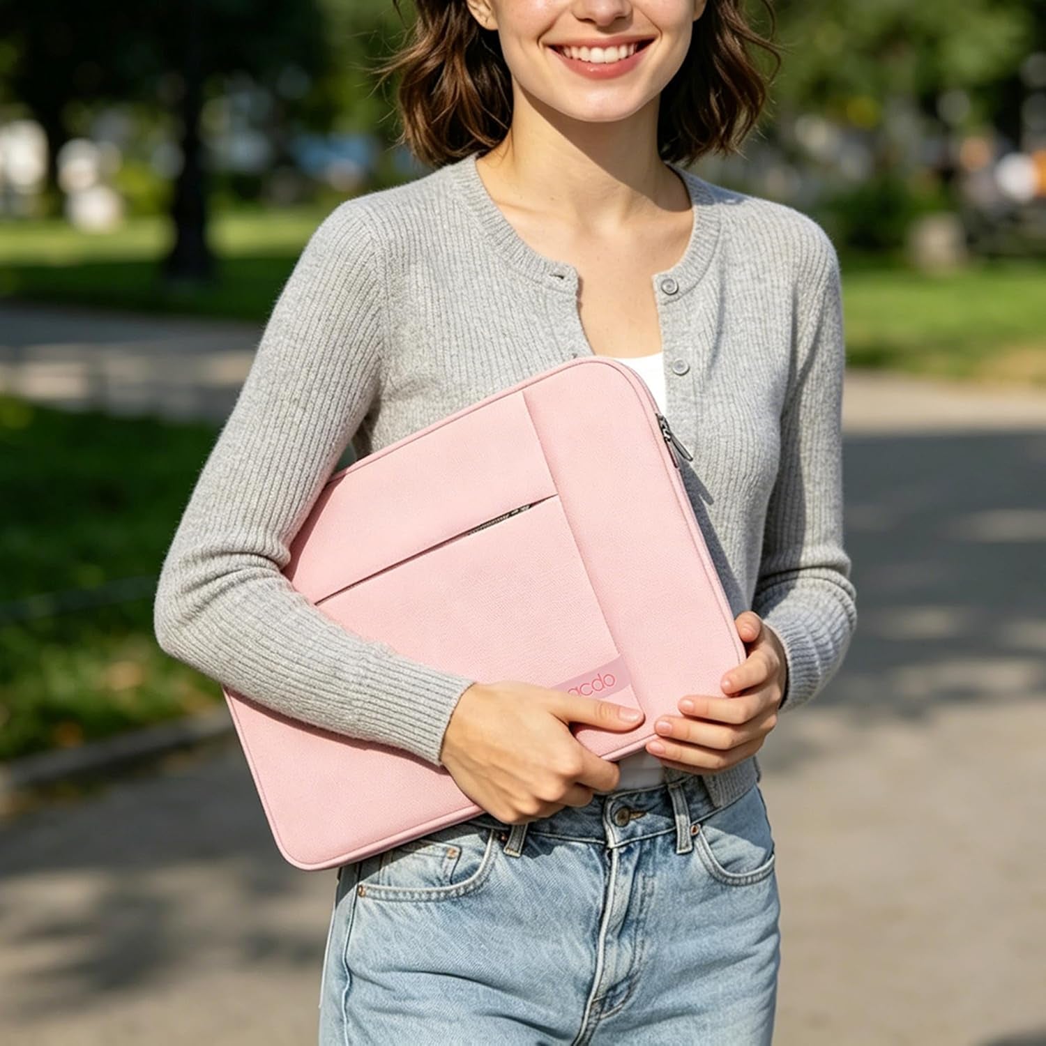 15-15.6 Inch Laptop Sleeve Case for Acer HP Lenovo Dell ASUS Laptop, Acer Aspire 15, HP Pavilion/Envy 15, Dell Inspiron/Latitude 15, Lenovo Ideapad 15, ASUS Zenbook 15 Computer Bag, Pink