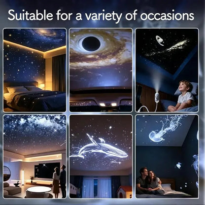 2-In-1 Projector Night Light,Usb Galaxy Projector with 12 Random Sliding Projection Films,Starry Sky Night Light Projector with Adjustable Brightness for Car,Room Decor, Wall Lamp, a Wonderful Gift