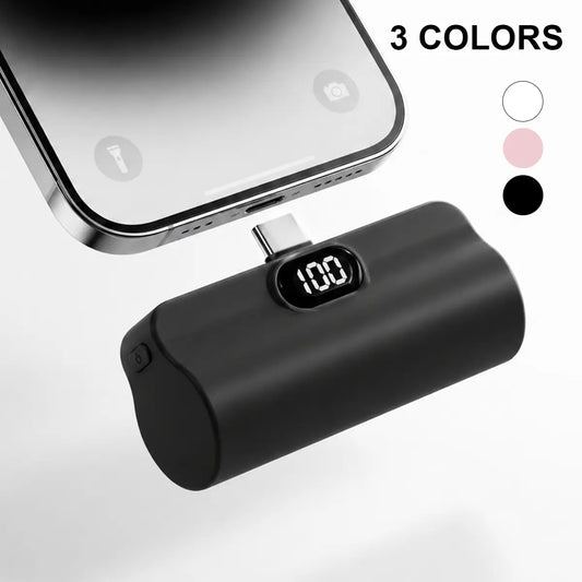 5000Mah Portable Power Bank - 10W Fast Charging External Battery Pack, Chargeable Smartphone Accessory with Type-C & Multiple Ports, Lightweight Mobile Phone Powerbank with Cable