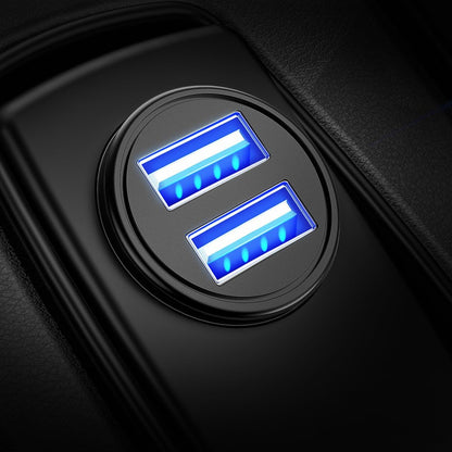 4.8A Car Charger Adapter USB Car Charger | 【Smallest Metal】Dual Port 12V USB Outlet Flush Fit for Iphone 17 Pro Max/16/15 Ipad Air Samsung Galaxy S26 S25 Ultra, Black