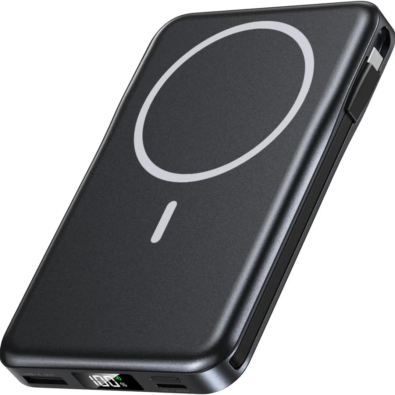 Magnetic Portable Charger, 10000Mah Power Bank with Built-In Cable, 5-Output Portable Charger, 20W Fast Charging, LED Display Portable Phone Charger Compatible with Magsafe Iphone 17/16/15/14/13/12 Series，W17 Tiktokshopbacktoschool