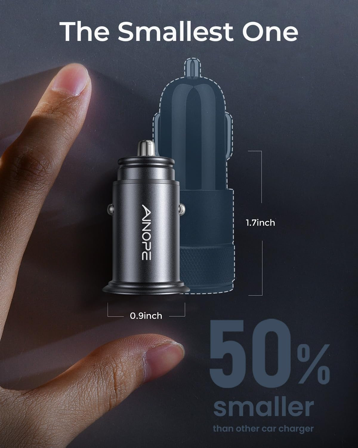 4.8A Car Charger Adapter USB Car Charger | 【Smallest Metal】Dual Port 12V USB Outlet Flush Fit for Iphone 17 Pro Max/16/15 Ipad Air Samsung Galaxy S26 S25 Ultra, Black