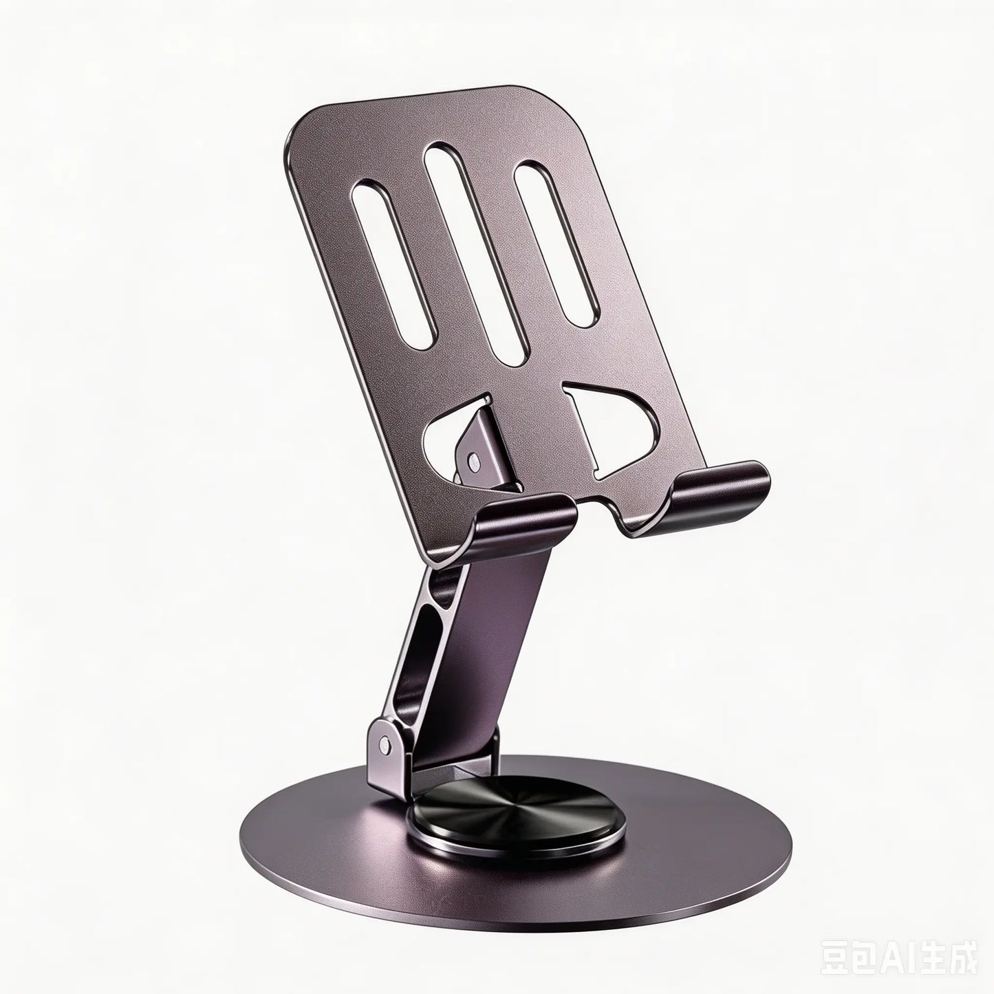 360-Degree Rotating Folding Cellphone Stand - Adjustable and Space-Saving Desk Accessory with Protective Rubber Padding for iPhone, iPad, and Thick-Case Devices
