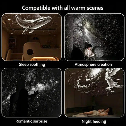 2-In-1 Projector Night Light,Usb Galaxy Projector with 12 Random Sliding Projection Films,Starry Sky Night Light Projector with Adjustable Brightness for Car,Room Decor, Wall Lamp, a Wonderful Gift